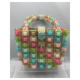 Vintage beaded checkerboard pattern purse