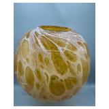 Vintage amber & white speckled art glass vase