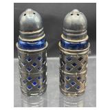 Vintage cobalt blue and silver plate S&P shakers