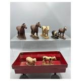 Vintage Auburn rubber animals and wagon