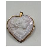 14k gold cameo heart pendant Pin