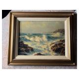 M. Arentz Signed Oil Seascape painting on board