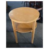 Round two tier wooden accent table