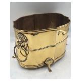 Vintage brass Lion head Cachepot
