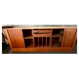 Mid-century danish tambour door credenza console