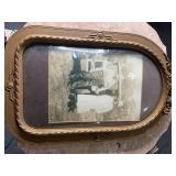 Antique convex bubble glass frame and photo