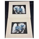 Woody Crumbo spirit horse silk screen prints