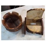 Signed Leng Woodworks Box and Solid Wood Bowl