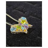 8.7 Grams 14K + 925  Gemstone Butterfly 17'Chain