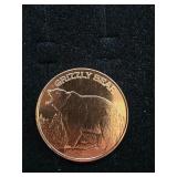 1 oz Copper Round  Grizzly Bear