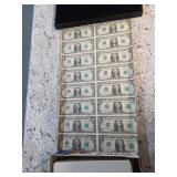 1995 Bank of Boston, MA Fed.Reserve Uncut $1 Bills
