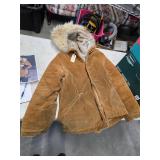 Fur ruffed parka. 130-1