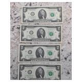 4 2017 A Uncirculated Sequential $2 Bills 12-1