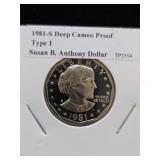 1981 S Deep Cameo Proof Susan B Anthony $1 Coin