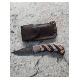 6 1/2' Hand Crafted Damascus Folding Knife 5-89