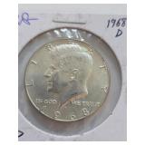 1968 D Silver Kennedy 50 Cent Coin  12-1