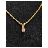 2.5 Grams 925 Silver 15' Chain w Diamond Pendant