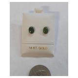 14K Plated w Genuine Alaskan Jade Earrings 130-7