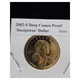 2002 S Deep Cameo Proof 'Sacajawea' $1 Coin 12-49
