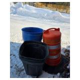 TRASH CANS/ Hwy. caution