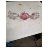 Pink bunny and duck butter dishes. T21