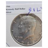 1966 Silver Kennedy 50 Cent Coin 12-3