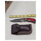 Hand Crafted Damascus Folding Knife 5-9k