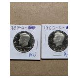 1987-85 S AU Kennedy 50 Cent Coins  12-32