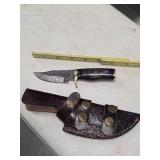 Hand Crafted Rat-Tail Damascus Knife w Brass Guard