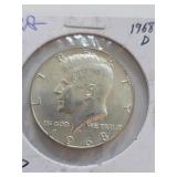 1968 D Silver Kennedy 50 Cent Coin  12-1