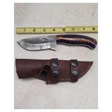 Full Tang Damascus Knife w Brahma Bull Cut out5-6k