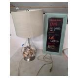Lamp with shells and art lot. 45-24