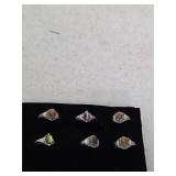 6 sterling silver rings, see pics for sizes. 25-44