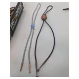 2 Bolo ties with semi-precious stones. N-11