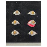 6 sterling silver rings sized 5-7. 25-41