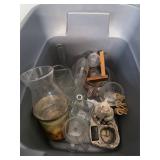 Tub with lid full of glassware. 8-14