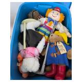 Tub of vintage dolls and stuffed animals. 26-23