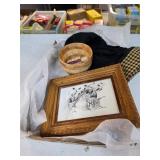 Lynx art, wooden bowl, more. 20-6