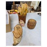 Wooden baskets and dog art. 20-17