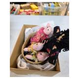 Woven wooden bowl and vintage dolls. 20-18