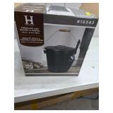 Fireplace ash bucket, shovel, wood tote. 17-2