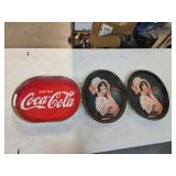 Vintage Coca-Cola metal serving trays. B-24