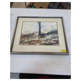 Framed signed watercolor from 1977. 80-22