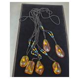 6 amber and bead necklaces. 80-19