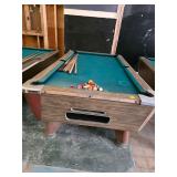 Pool table with extras, some damage. lot 95