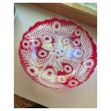 Bohemian ruby-red cut to clear crystal bowl. D42