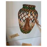 Bead latticework covered bottle by Selina. d325