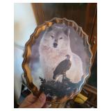 Wolf and eagle on wood. D456