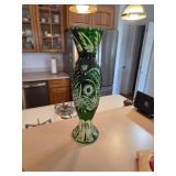 18in tall Russian emerald green crystal vase. D-27
