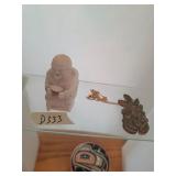 Native figure and necklace of carved wood. D333